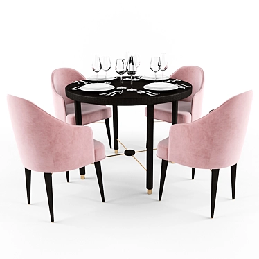 Elegant Dining Set: S010 Table, Y003 Chairs 3D model image 1 