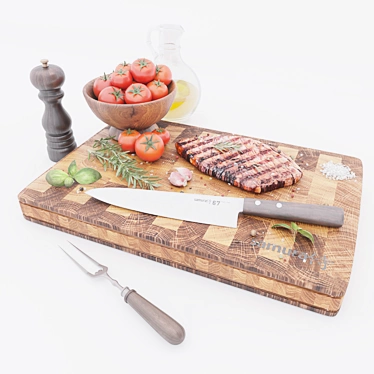 Steak Board: The Ultimate Man's Meal 3D model image 1 