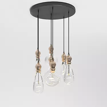 Title: Loft-Inspired Bulb Cluster Pendant 3D model image 1 