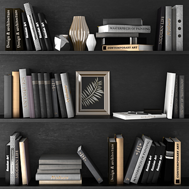 Dark-toned Books Set for Shelf Decor 3D model image 1 