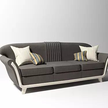 Retro Textile and Wood Sofa 3D model image 1 