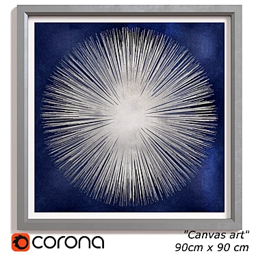Silver Sunburst on Blue Canvas Print 3D model image 1 