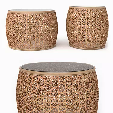 Rattan Round Coffee Table: Stylish and Versatile! 3D model image 1 