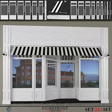 Vintage Shop Facade Kit 3D model image 1 