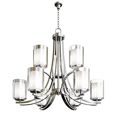 Elegant 9-Light Brushed Nickel Chandelier 3D model image 1 