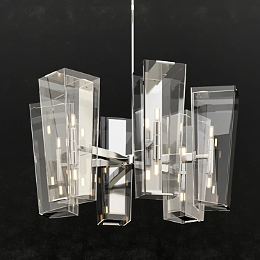 Vintage Brass & Glass Alpine Chandelier 3D model image 1 