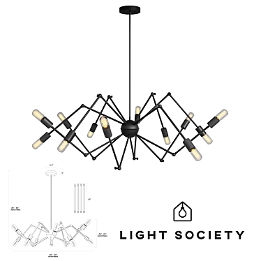 Arachnid Chandelier: Modern Matte Black 3D model image 1 