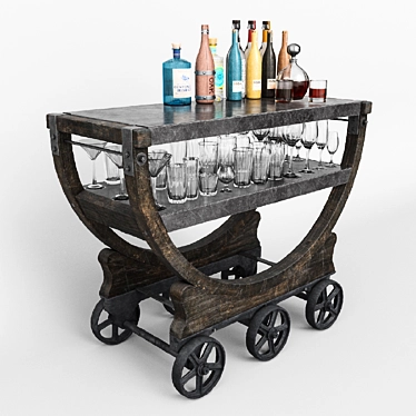 Vintage RH Factory Bar Cart 3D model image 1 