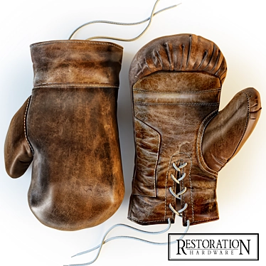 Artisan Vintage Leather Boxing Gloves 3D model image 1 