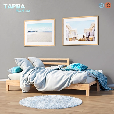 Versatile Daybed Set with IKEA TARVA: Comfortable and Ergonomic Bed, Bedding, and Décor 3D model image 1 