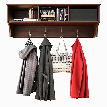 Modern Wall-Mounted Clothes Shelf 3D model image 1 