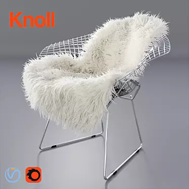 Luxury Sheepskin Bertoia Chair 3D model image 1 