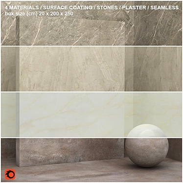 Seamless Set: Stone, Plaster - 4 Materials 3D model image 1 