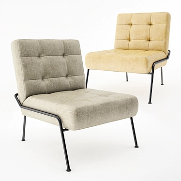 Elegant Tufted Slipper Chair 3D model image 1 