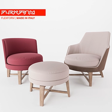 Comfortable and Stylish Armchairs by Flexform 3D model image 1 