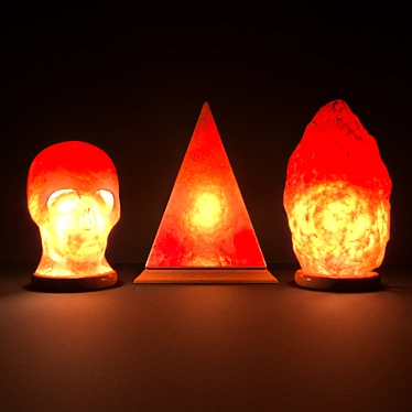 Natural Himalayan Salt Lamp Trio 3D model image 1 