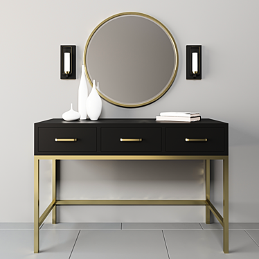 Elegant Lisbeth Console Table Set 3D model image 1 