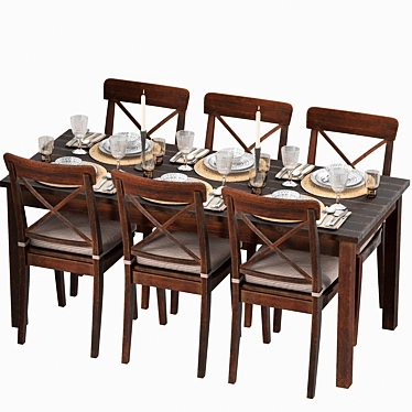 Modern Serving Table Set 3D model image 1 