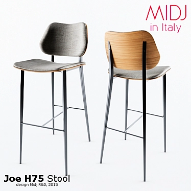 MIDJ Joe H75 Stool: Italian Elegance 3D model image 1 