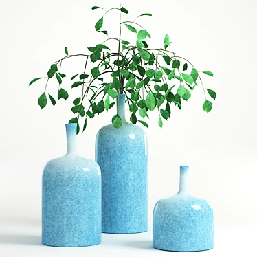 Blue Flower Vase Ornament 3D model image 1 