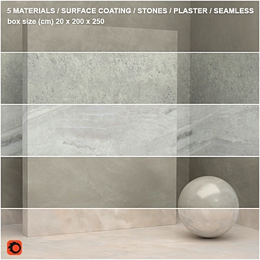 Seamless Stone & Plaster Materials Set 3D model image 1 
