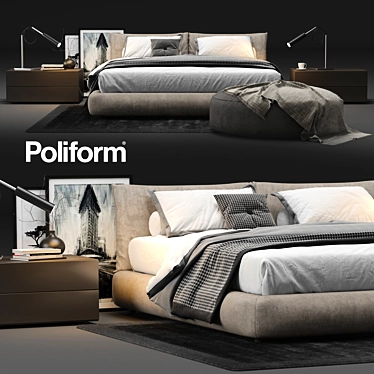 Luxurious Poliform Dream Bed Set 3D model image 1 