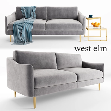 Sloan Velvet Sofa & Staggered Side Table 3D model image 1 
