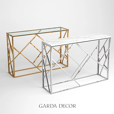 Modern Console Table: Chrome Frame, Artificial Marble Top 3D model image 1 