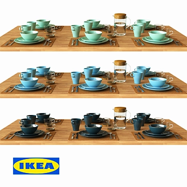 Modern IKEA Dinnerware Set 3D model image 1 