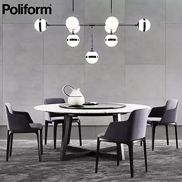 Elegant Dining: Poliform Concorde Table & Grace Chair 3D model image 1 