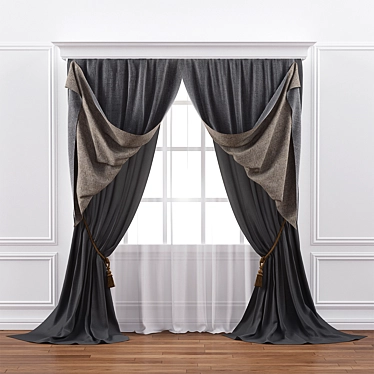 Classic Style Curtain Ensemble 3D model image 1 