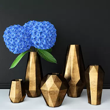 Elegant Metal Vases: Ornate Décor for Modern Homes 3D model image 1 