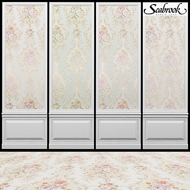 Seabrook Damask Folio-2: Elegant Acrylic Coated Wallpaper 3D model image 1 