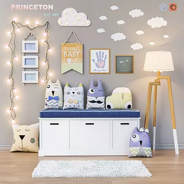 Princeton Daybed Set with Toys & Decor 3D model image 1 