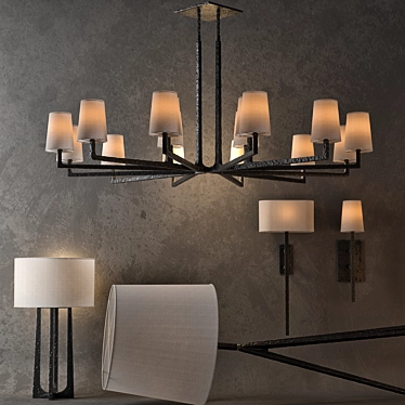 Elegant RH Wright Lighting Set 3D model image 1 