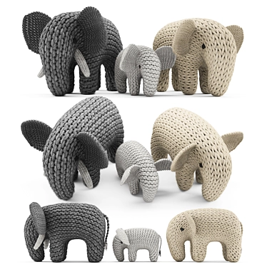 Cozy Knitted Elephant Family 3D model image 1 