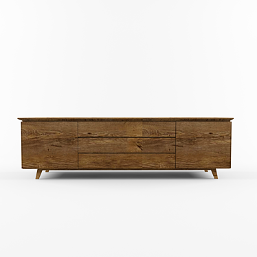 Rustic Wooden Console Cabinet 3D model image 1 