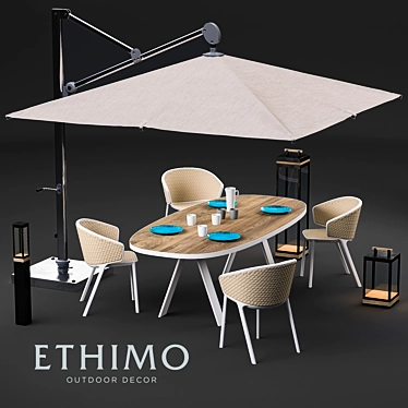 Outdoor Dining Set: Pluvia Collection by Ethimo 3D model image 1 