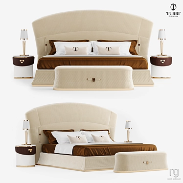 Luxury Italian Turri Vogue Bedroom Set 3D model image 1 