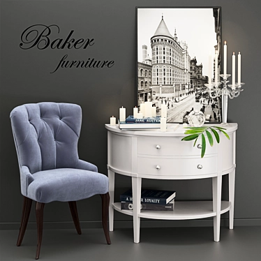 Elegant Tufted Chair: BAKER No. 3494 3D model image 1 