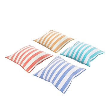 Colorful Striped Cushions: Add a Pop of Vibrance to Your Space 3D model image 1 