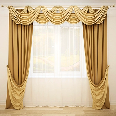 Corner-Tie Shadow Curtains 3D model image 1 