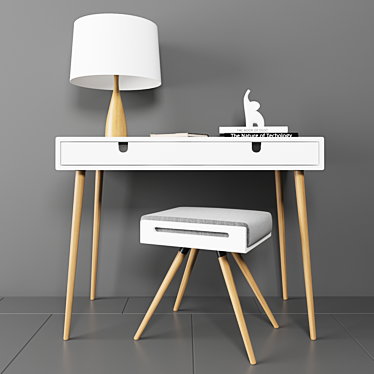 Oak Desk Set: Elegant, Functional & Decorative 3D model image 1 