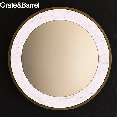 Elegant White Marble Round Mirror 3D model image 1 