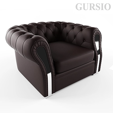 Elegant Cherry Chair with Chrome 3D model image 1 