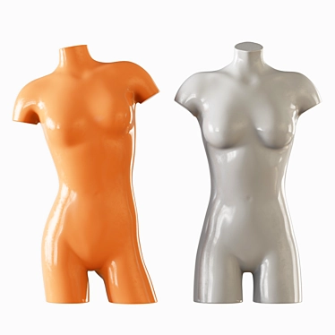 Glossy Female Torso Sculpture 3D model image 1 