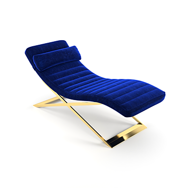 Luxury Blue Velvet Electric Chaise 3D model image 1 