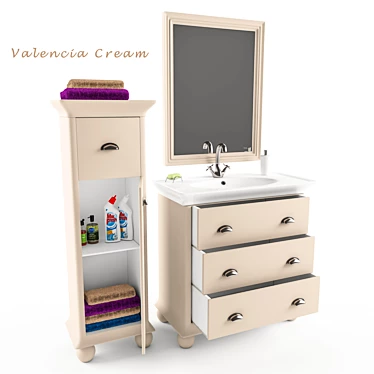 Elegant Valencia Cream Bath Set 3D model image 1 