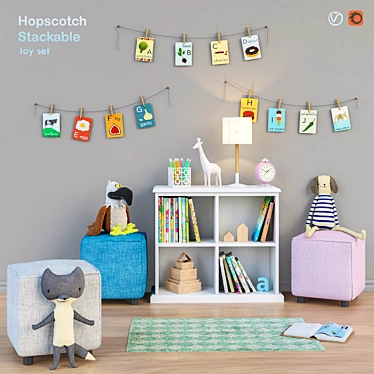 Hopscotch Toy and Wardrobe Set 3D model image 1 