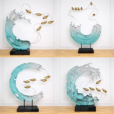 Birds in Resin: Abstract Glass Sculpture 3D model image 1 